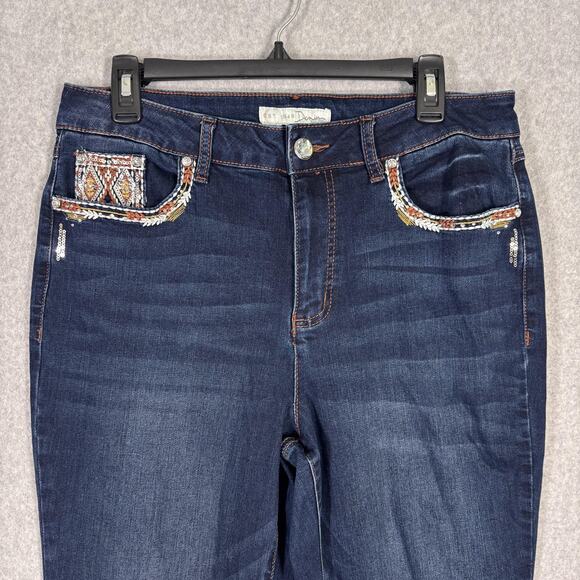 Cato Bootcut Southwest Aztec Jeans 14 Stretch Sequins Embroidered Rodeo Western - Picture 5 of 16